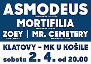 Pozor - změna! V sobotu zahrají v Klatovech ASMODEUS, MORTIFILIA, ZOEY a Mr. Cemetery!