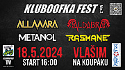 KLUBOOFKA FEST 2024 otřese 18. 5. Vlašimí v základech.