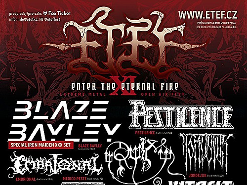 ETEF 2026 (BLAZE BAYLEY, PESTILENCE, RUÏM, EMBRIONAL , VITACIT, JORDSJUK  ad.) - info