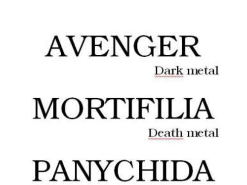 AVENGER, MORTIFILIA, PANYCHIDA-info