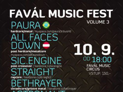 Favál Music Fest Vol. 3 nabídne Pauru z Brazílie nebo All Faces Down z Rakouska - info