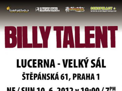 BILLY TALENT JIŽ TUTO NEDĚLI ZNOVU NADCHNOU ČESKÉ PUBLIKUM - info