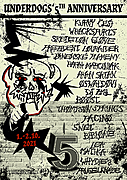 UNDERDOGS' 5th ANNIVERSARY // dvoudenní narozeninový festival // pátek, 1. října 2021 - sobota 2. října 2021 // LINE-UP: Aran Satan, Bibione, Boost, Lea Matika, Kurvy Češi, Oswaldovi, Pacino, Panenské plameny, Rafał Marciniak, Prezident Lourajder, Prügelknabe, Skeleton Glove, Sněť, Thompson Springs, Wrackspurts, Whydie? a DJ Zmil // PŘIJĎ!!!!