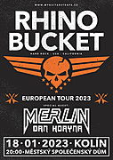 RHINO BUCKET (USA), MERLIN & Dan Horyna
Předprodej vstupenek v pokladně Msd Kolín za bezkonkurenčních 350,- CZK (nebo 400,- na místě).
RHINO BUCKET je hard rocková skupina pocházející z Van Nuys, Los Angeles, Kalifornia.
Zjednodušeně řečeno se dá říct, že zní podobně jako AC/DC v období Bona Scotta. V žádném případě se však nejedná o nějakou napodobeninu zmíněné skupiny, nýbrž o originální mistrovské dílo tvůrců fantastických hardrockových skladeb. Krom toho si také zaslouží ocenění jako skupina s jedním z neoriginálnějších a nejbizarnějších názvů historie rocku.
Skupina vznikla v roce 1988 ve složení Georg Dolivo (kytara a sólový zpěv), Greg Fields (kytara), Reeve Downes (basa) a Rick Kubach (bicí). V této sestavě vystupovali zhruba rok po losangelesských klubech spolu se svými současníky jako Junkyard, Four Horsemen, Rage Against The Machina a mnoha dalšími. V roce 1989 podepisují smlouvu s Warner Brother, kteří vydávají jejich debutové stejnojmenné album již s novým bubeníkem Liamem Jasonem (ex-WARRIOR).
Jejich druhé album „Get Used To It“ bylo nahráno v roce 1992 v Memphisu s producentem Terry Manningem (produkoval alba LED ZEPPELIN, ZZ TOP aj.). Album obsahovalo mimo jiné skladbu „Ride With Yourself“, která se objevila v kultovním snímku „Wayne´s World“. V roce 1993 se ke skupině připojuje bubeník Simon Wright (ex-AC/DC, Dio) a o rok později společně vydávají třetí album „Pain“. Následující dva roky se skupina intenzivně věnovala cestování a v roce 1996 vyhlásila pauzu.
Po experimentování v různých hudebních projektech se RHINO BUCKET opět spojuje v roce 2001, aby pokračovali v započaté cestě. Postu sólového kytaristy se namísto Fieldse, ujímá Brian „Damage“ Forsythe ze skupiny KIX. Skupina se podílela na hudbě k několika filmům, včetně kultovního „Rolling Kansas“ a titulní písně k filmu „The Outdoorsmen“ – „Blood, Sweat + Beers“. Skupina se opět stává pevnou součástí losangelesské hard rockové scény.
V dubnu 2006 vydávají novinku „And Then It Got Ugly“ a vydávají se na turné se spřátelenými BROKEN TEETH, THE SUPERSUCKERS a KIX. V roce 2007 přichází vydání dvou nových alb „Pain+Suffering“ a „No Song Left Behind“. Zatímco první je jejich remasterované album z roku 1994 obsahující pět nových skladeb, druhé je kompilace neuveřejněných skladeb a živých nahrávek. V červenci 2007 se do skupiny vrací Simon Wright při příležitosti festivalu Rocklahoma. V květnu 2009 vydávají RHINO BUCKET album „The Hardest Town“ a nahrávají také titulní skladbu „Welcome To Hell“ k filmovému trháku „Wrestler“ s Mickey Rourkem. Rok 2010 tráví na turné po USA a Evropě a vydávají také další řadové album „Who´s Got Mine?“. O dva roky později přichází s živákem „Sunrise On Sunset Blvd“ a v letošním roce s dlouhoočekávanou novinkou – „The Last Real Rock N´ Roll. Skupina se k nám vrací se svou šílenou rock´n´rollovou jízdou po několika letech a její jediné CZ vystoupení evropského turné 2023 odehraje v kolínském společenském domě.
Celý večer otevírá legendární MERLIN v čele s nezničitelným frontonem Danem Zeppelínem Horynou – netřeba představovat blíže.