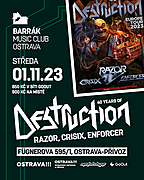 DESTRUCTION - německý old school thrash metal, RAZOR - kanadský speed-thrash metal, CRISIX - španělští thrasheři s neuvěřitelnou energií a ENFORCER - švédský speed metal...sestava, kterou netřeba komentovat, absolutní lahůdky pro všechny milovníky metalu!!!