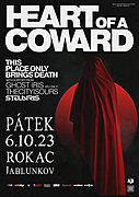 6.října 2023 se v Jablunkovském Rokáči sejdou čtyři velmi žhavé metalcore kapely: britští Heart of a Coward, dánští Ghost Iris, londýnští Thecityisours a pražská kapela Stellvris
Heart of a Coward je známý svým agresivním a těžkým zvukem, který kombinuje prvky metalcoru, deathcoru a djentu. Mezi jejich nejznámější alba patří "Hope and Hindrance" (2012), "Severance" (2013) a "Deliverance" (2015). Jejich hudba se vyznačuje kombinací razantních kytarových riffů, silného zpěvu a energického bicího doprovodu. V Rokáči zazní také skladby s chystaného nového alba ''THE PLACE ONLY BRINGS DEATH'' která vychází 22.září. Jejich hudba je nejen ohromující a výbušná, ale také nosí poselství hluboké emotivnosti a silného výrazu. Jsou to praví mágové, kteří dokážou přenést posluchače na emocionální hudební cestu. Heart of a Coward Jsou tvůrci, kteří oživují žánr metalu a vtahují posluchače do světa, kde se setkává dravost s jemností, syrovost s melodií a progresivní experiment s klasickými kořeny.
Z Dánska pocházející GHOST IRIS, kapela, která se řadí mezi výrazné kapely na metalcorové scéně. Jejich hudba je plná emocí a rozmanitých nálad, aniž by přitom ztrácela na síle a chytlavosti. S energickými a intenzivními koncertními vystoupeními si GHOST IRIS získali obrovskou fanouškovskou základnu po celém světě. Jejich tvorba je dokonalou směsicí strhujících melodií a nekompromisního metalcoru!
Kapela THECITYISOURS, Jejich vystoupení jsou divoká a nabitá emocemi, přičemž si udržují vyváženou kombinaci zvučnosti a energie.
Tato londýnská kapela získala výraznou podporu od dalších kapel působících ve stejném žánru, což potvrzuje jejich silné postavení v hudební komunitě. Smlouva s renomovanou hudební agenturou Arising Empire, která se specializuje na podporu talentovaných skupin, jasně svědčí o potenciálu a nadějné budoucnosti THECITYISOURS.
STELLVRIS: Moderní metalová kapela, založená v roce 2019 v Praze, zřetelně ovlivněná metalcorem přijíždí poprvé do jablunkovského ROKÁČE. V roce 2020 kapela vydala své první hudební video "Find your Course", které okamžitě získalo pozornost jak v České republice, tak i v zahraničí. V roce 2022 kapela vydala debutové EP s názvem Upside Down a v současné době se STELLVRIS zaměřuje na přípravu a vydání svého prvního plnohodnotného alba, které plánují vydat v roce 2023.