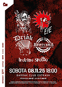 Punkový večírek s výjimečnou sestavou kapel je tady! Těšit se můžeme na E!E, Driák, V.V.Ú., Jednotu Kolín a Bratrovu svatbu!