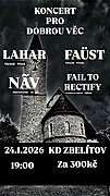 Benefiční koncert pro kamaráda postiženého roztroušenou sklerozou. Výtěžek půjde na bezbarierovou úpravu domu. 
Zahrají LAHAR - FAUS - NAV - FAIL TO RECTIFY