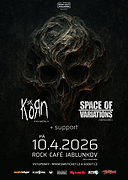 Rock Café Jablunkov nabídne večer, kde se potká nu-metalová klasika s moderní tvrdostí.
KORN SK, jeden z nejuznávanějších tribute projektů legendárních Korn, přiveze autentickou energii skladeb, které definovaly přelom tisíciletí a změnily tvář tvrdé hudby.

Druhou polovinu večera obstará SPACE OF VARIATIONS – ukrajinská kapela patřící k nejvýraznějším jménům současné metalcore scény. Za sebou mají evropská turné, vystoupení na Wacken Open Air a reputaci kapely, která naživo kombinuje preciznost, tlak a emoce.