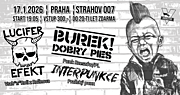 LUCIFER EFEKT
Punk rožnovského střihu
https://luciferefekt.bandcamp.com/
BUREK! DOBRY PIES
Kapela z polského Rzeszowa
https://burekdobrypies.bandcamp.com/
INTERPUNKCE
Intercontinental z Prahy
https://interpunkce.bandcamp.com/
Vstupné bude 300,-
Do 20ti let vstup zdarma