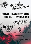 PALPITATE
Alternative - crossover metal, Šumperk
Kapela PALPITATE se žánrově pohybuje na pomezích alternativy a crossover metalu. Tvrdší metalový základ se často kloubí s jemnějšími melodickými party, nacházejícími se napříč celým žánrovým spektrem. Živé vystoupení pak nabízí chutný koktejl plný emocí a energie.
https://palpitate.cz/
https://www.facebook.com/Palpitateband
 
DYING PASSION
Progressive rock, Šumperk
Dying Passion působí na scéně více než dvě dekády a přinášejí hudbu, která osciluje mezi energií rocku a křehkostí melancholie. V jejich tvorbě se mísí temná atmosféra s progresivními prvky a emotivními melodiemi, které dokážou vtáhnout posluchače do jedinečného hudebního světa. Naživo kapela nabízí intenzivní zážitek, v němž se snoubí síla, napětí i hloubka sdělení.
http://www.dyingpassion.com/
https://www.facebook.com/dyingpassion
 
MORTIFY
Crossover metal, Šumperk / Jeseník
Metalová mlátička, původně aktivní v letech 1993/94 – 2003, nyní po 20 letech v kompletní sestavě a plné síle.
https://www.facebook.com/profile.php?id=61555295291522
 
ARCANUM
Progressive metal, Brno
https://www.facebook.com/arcanum.progressive