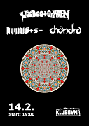 Sobotní (ne)valentýnský večer s pomalou, těžkou a psychedelickou hudbou v Klubovně

CHANDRA
-- sludge/doom metal --
Načernalý sludge doom z Kolína. Pomalu valící se tóny neskrývají vlivy post-metalu, srovnávat je s Amenrou by ale bylo nespravedlivé. Přijďte, uslyšíte, zatluče vás to do země.
https://dontlistentochandra.bandcamp.com/album/ep
https://www.facebook.com/dontlistentochandra

VOODOO GARDEN
-- heavy stoner psychedelic --
Voodoo Garden přiváží hutný stoner rock míchaný psychedelickou vařečkou, poctivě tvořený
v podzemí Slánské hory. Tvrdé riffy, co se prolínají s hypnotickým zpěvem a ze zvuku se
stává mlha. Melodické zvuky činelů provázejí temným rituálem, o který nemůžeš přijít.
https://voodoogarden.bandcamp.com/
https://www.facebook.com/profile.php?id=100084675529843

NUUMMITE
-- instrumental post-metal --
Instrumentální trojice kombinující black metalové erupce s barevnými psychedelickými a post-rockovými pasážemi. Těžko zařaditelné eklektické kompozice, nosné riffy a nekompromisní bicí.
https://nuummite.bandcamp.com/
https://www.facebook.com/nuummiteband

Start: 19:00
Vstupné: 250