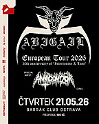 Legendární japonská black/thrash metalová kapela Abigail se vrací do Evropy, na pódiu se k nim připojí Antagonizör z USA.