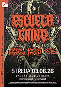 Americká grindcore vichřice Escuela Grind se vrací do Ostravy a poprvé na klubový koncert! Sekundovat jim budou Carnal Diafragma, Critical Madness a Kožis!