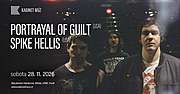 PORTRAYAL OF GUILT (USA)

Portrayal Of Guilt, nihilistický temný hardcore z Texasu s novým albem „…Beginning of the End“ se vrací do Kabinetu MÚZ!

Respektované trio z USA výrazně zasáhlo undergroundovou scénu už debutem „Let Pain Be Your Guide,“ na kterém propojili screamo, black metal, hardcore a nápadité zvukové textury. Následovala alba „We Are Always Alone“ a „CHRISTF*CKER“ – průlomové nahrávky, které mnohem více narušily žánrové hranice kapely a přinesly vlivy industrialu, post-metalu nebo sludge. Zároveň upevnily jejich zálibu v experimentování. Nebojácný přístup Portrayal of Guilt následně přetvořil jejich zvuk do podoby klasické hudby na EP „Devil Music“ a směrem k EBM a gotice na „CHRISTF*CKER II“.

Přestože tempo vydávání desek i vývoj kapely zůstávají stabilní, způsob, jakým Portrayal of Guilt svou hudbu realizují, stále udržuje posluchačstvo v očekávání další podoby jejich neustále se proměňujícího zvuku. Nejnovější počin „…Beginning of the End“ působí jako dílo kapely, která prošla snad každým temným zákoutím tvrdé hudby a svou dekádu zkušeností zkoncentrovala do jediné, svébytné ukázky síly.

https://portrayalofguilt.bandcamp.com
https://www.instagram.com/portrayalofguilt
https://www.facebook.com/portrayalofguilt

 

SPIKE HELLIS (USA)

Temně elektronické EBM duo z Los Angeles Spike Hellis tvoří Cortland a Lainey. Po vydání prvního EP „Crisis Talk“ v roce 2020 vydali o dva roky později své eponymní debutové album na vlastním labelu Over-Pop. Od té doby neúnavně koncertují napříč Severní Amerikou, Evropou a Latinskou Amerikou a s turné rozhodně nekončí. Letos na podzim vyráží na koncertní pódia s nejnovější deskou „Successor,“ která vychází 7. srpna 2026. Poslouchej to nahlas!

https://spikehellis.bandcamp.com
https://www.instagram.com/spike.hellis
https://www.facebook.com/spike.hellis