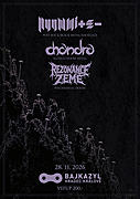 REZONANCE ZEMĚ [psychedelic doom] 
CHANDRA [doom/post-metal/sludge] 
NUUMMITE [instrumental post-metal] 
Vstup: 200,-